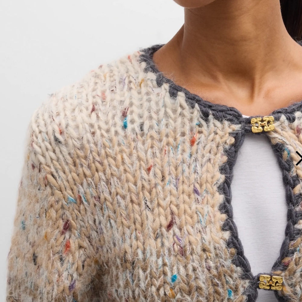 NWT $475 Ganni Marled Hand-Knit Cropped Cardigan - Picture 3 of 7